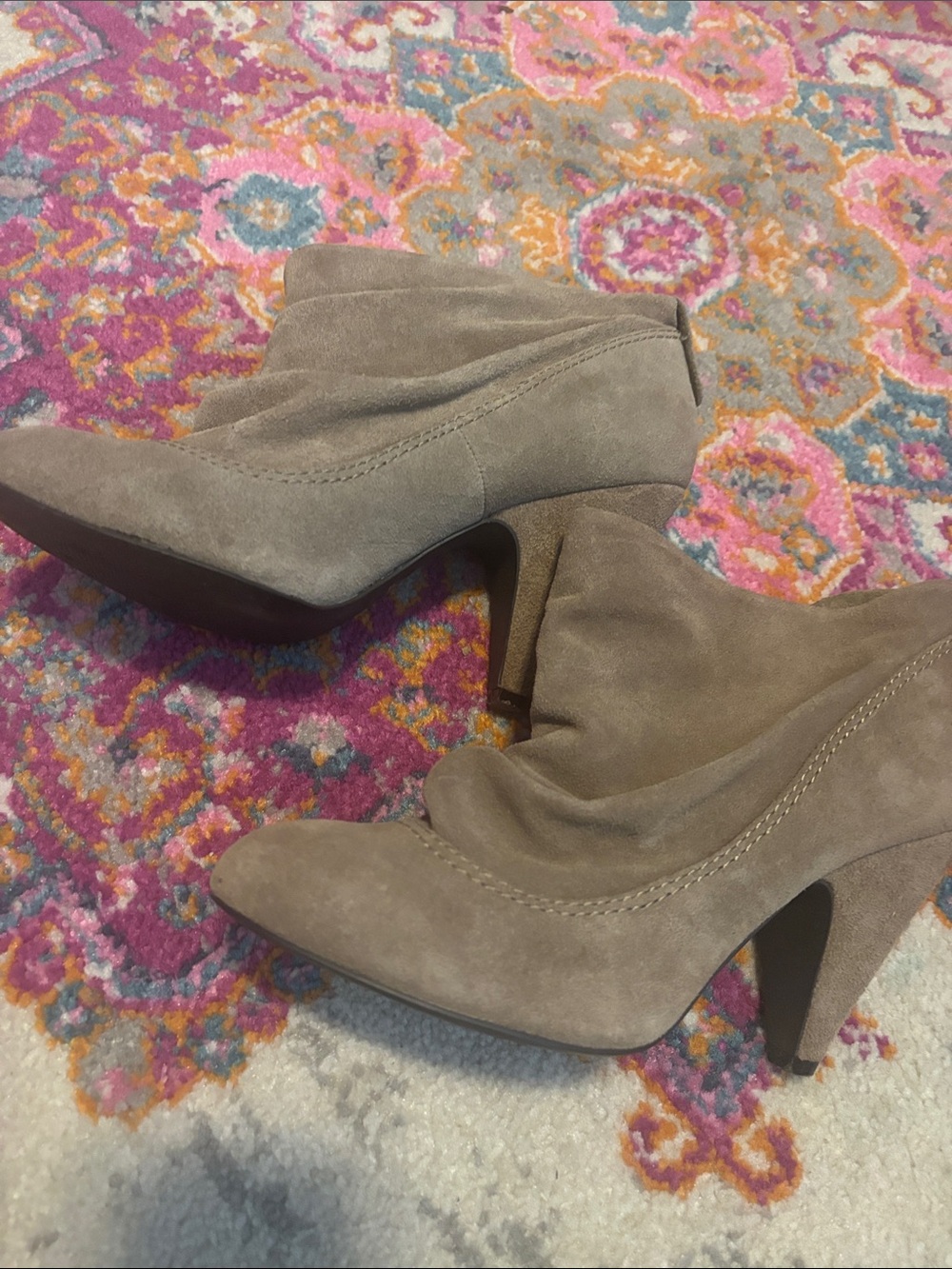 Steve Madden Taupe Suede Slouch Ankle Boots - Picture 3 of 6